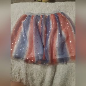 Girl blue patriotic foil stars tulle Tutu skirt